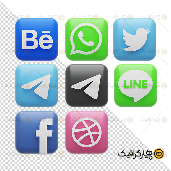 آیکون سه بعدی شبکه های اجتماعی