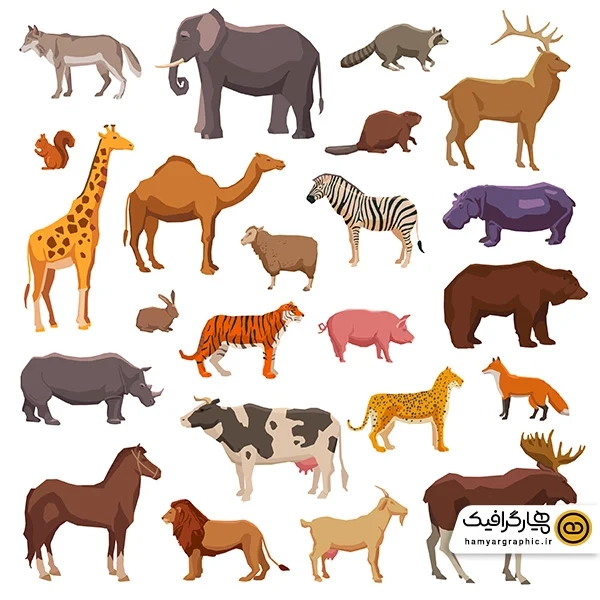 دانلود طرح وکتور کارتنی حیوانات