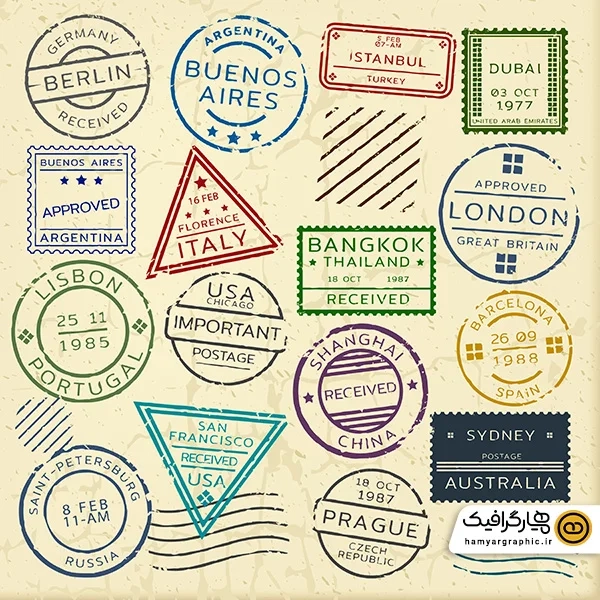 دانلود مجموعه وکتور رنگی مهر