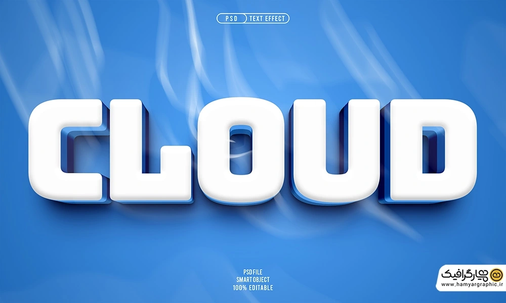 افکت سه‌بعدی آبی و سفید طرح ابر | تصویر استوک پس‌زمینه انتزاعی