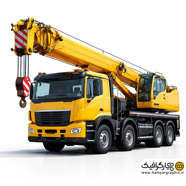 تصویر استوک جرثقیل سه رخ از جلو