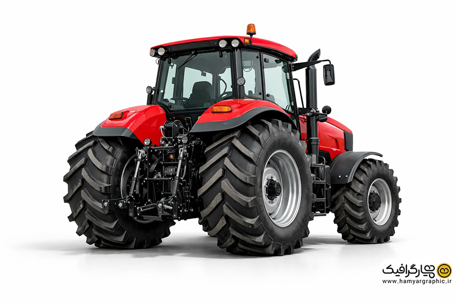 تصویر استوک تراکتور سه رخ از پشت