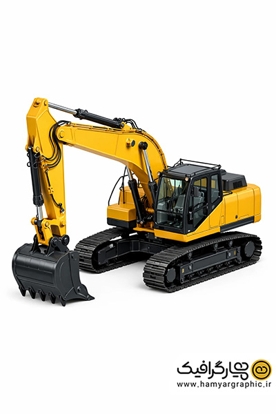 تصویر استوک بیل مکانیکی سه رخ از جلو