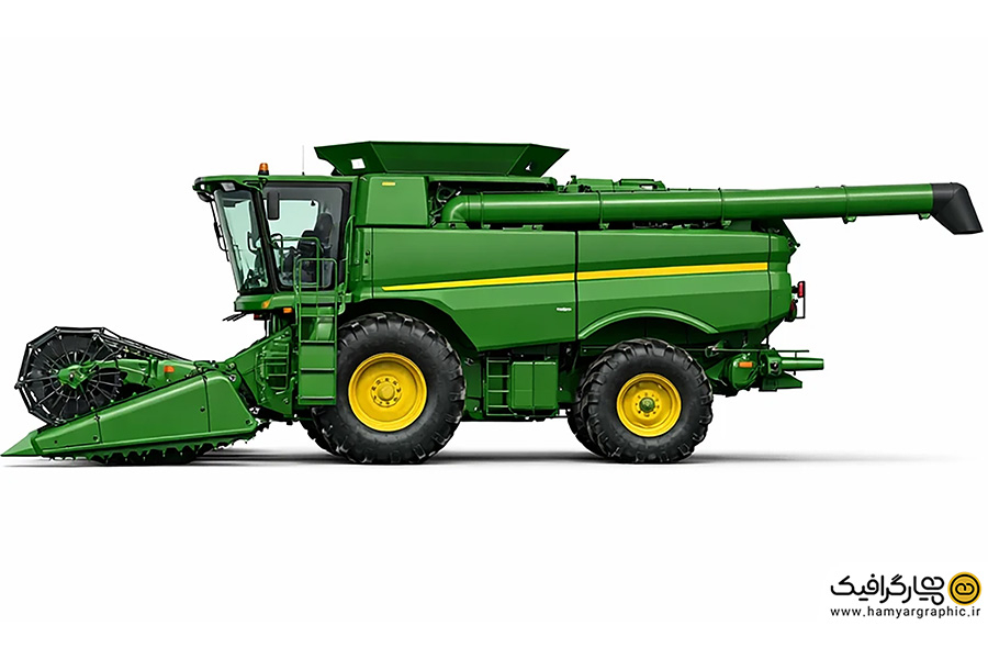 تصویر استوک کمباین تمام‌رخ از بغل | عکس باکیفیت کمباین کشاورزی