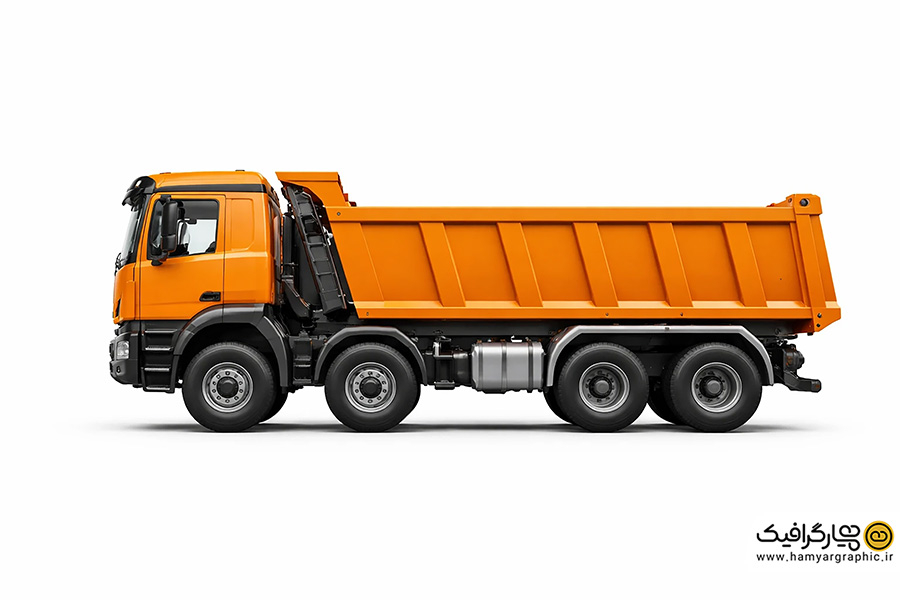 تصویر استوک کامیون کمپرسی نارنجی