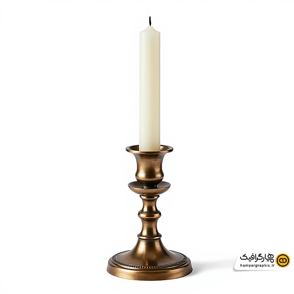 تصویر استوک با کیفیت جا شمعی طلایی پایه بلند