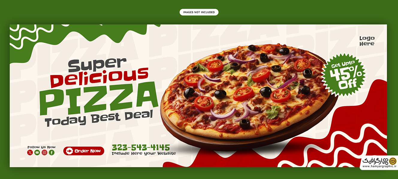 طرح لایه باز بنر فست فود و پیتزا