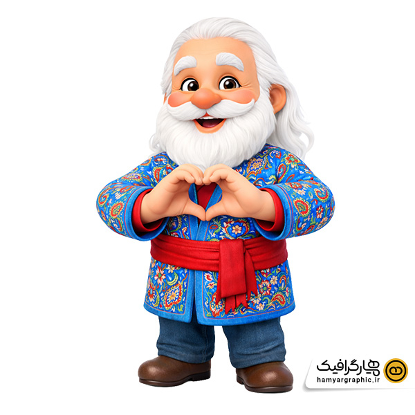 تصویر با کیفیت کاراکتر عمو نوروز با لباس ترمه